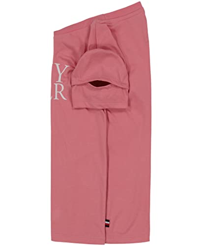 Tommy Hilfiger Girls' Short Sleeve Cotton T-Shirt with Graphic Print Design and Tagless Interior, Sea Pink Shadow, 12-14