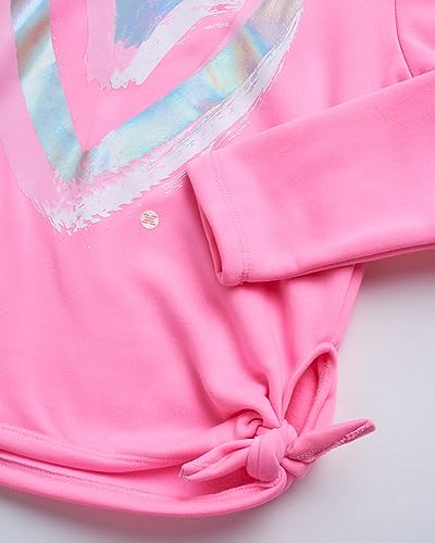 RBX Girls' Active Pants Set - 3 Piece Fleece Hoodie, Tank Top, and Leggings (Size: 7-16), Size 10-12, Cotton Candy Heart
