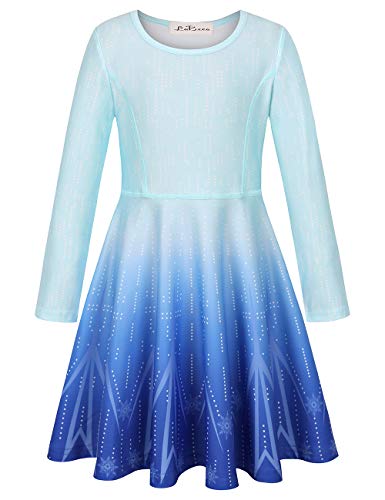 LaBeca Little Girls Printed Casual Party Twirly Longsleeve Dress Frozen Fall S