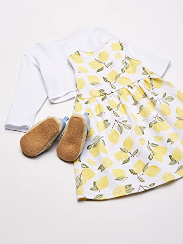Hudson Baby baby girls Cotton Dress, Cardigan Shoe Set infant and toddler sweaters, Lemon, 3-6 Months US
