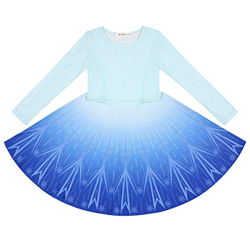 LaBeca Little Girls Printed Casual Party Twirly Longsleeve Dress Frozen Fall S