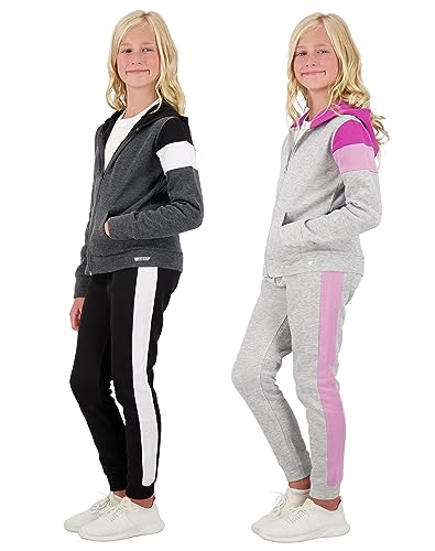 Hind Girls Jogger Sets 4 Piece Active Fleece Hoodies and Joggers Sweatpants for Girls Athletics