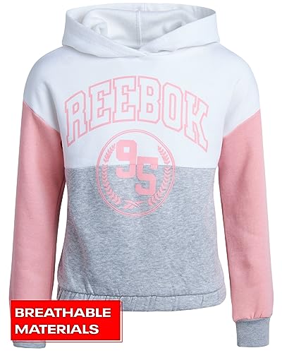 Reebok Girls' Sweatsuit Set - 2 Piece Fleece Hoodie and Jogger Sweatpants (Size: 7-12), Size 7, Quartz Pink