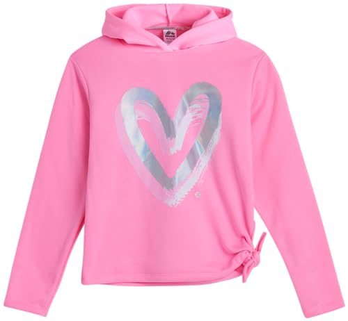 RBX Girls' Active Pants Set - 3 Piece Fleece Hoodie, Tank Top, and Leggings (Size: 7-16), Size 10-12, Cotton Candy Heart