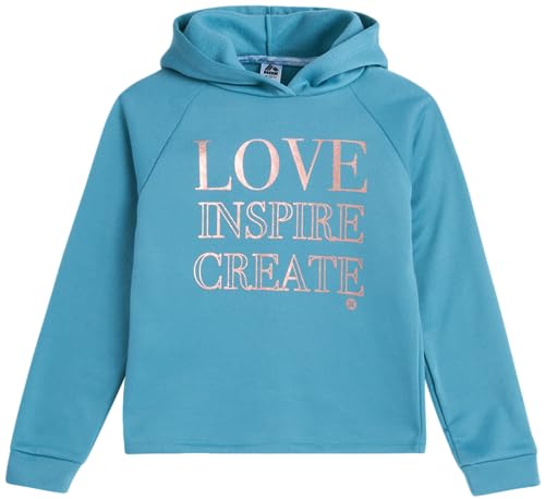 RBX Girls' Active Sweatsuit - 2 Piece Fleece Crop Pullover Hoodie Sweatshirt and Yoga Leggings - Clothing Set for Girls, 7-16, Size 7-8, Cameo Teal