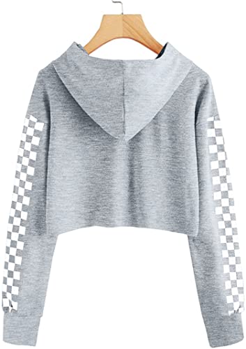 Meikulo Crop Tops Hoodies for Teen Girls Clothes Kids Cute Shirts Long Sleeve Fashion Sweatshirts and Sweatpants 2 Piece Outfits Sweatsuit Clothing Sets Gray Grey, 5-6 Years