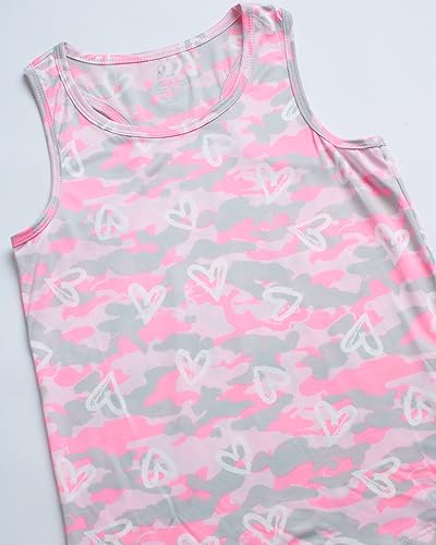 RBX Girls' Active Pants Set - 3 Piece Fleece Hoodie, Tank Top, and Leggings (Size: 7-16), Size 10-12, Cotton Candy Heart