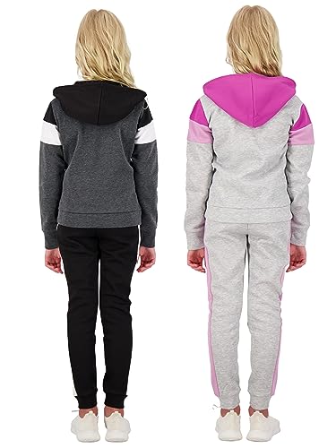 Hind Girls Jogger Sets 4 Piece Active Fleece Hoodies and Joggers Sweatpants for Girls Athletics