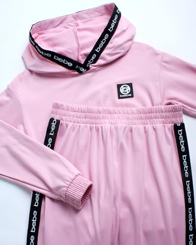 bebe Girls' Jogger Set - 2 Piece Yummy Fleece Hoodie Sweatsuit Kids Clothing Set (Size: 7-16), Size 7-8, Bleached Mauve