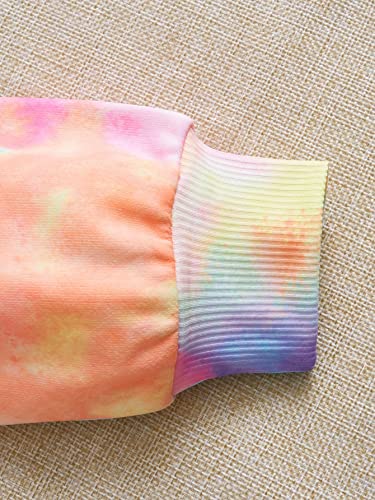 SOLY HUX Girl's Tie Dye Cartoon Letter Graphic Long Sleeve Pullover Sweatshirt with Ripped Leggings 2 Piece Tie Dye Black 10Y