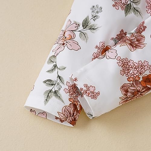 Mecykcsr Toddler Baby Girls Clothes Long Sleeve Solid Color Tops Floral Pants Set Outfits Little Girl Fall Winter Clothing (pink,6-9)