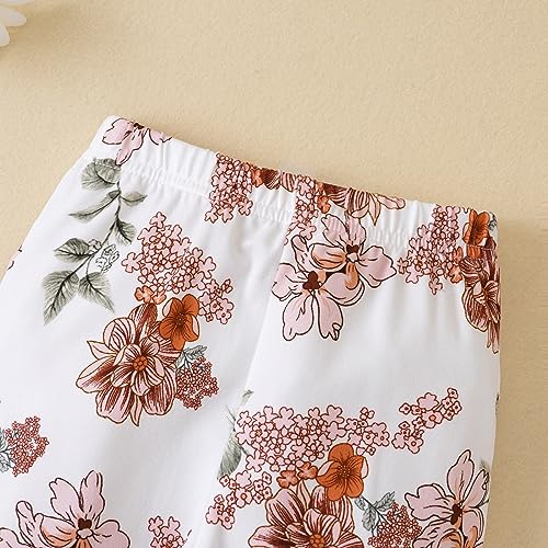 Mecykcsr Toddler Baby Girls Clothes Long Sleeve Solid Color Tops Floral Pants Set Outfits Little Girl Fall Winter Clothing (pink,6-9)