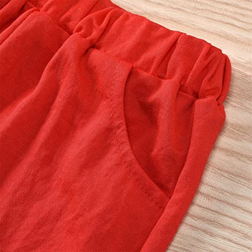 Hipea Toddler Baby Girls Summer Clothes Outfits Ruffle Camisole Spot Dot Tops and Casual Shorts 2-Piece Newborn Girl Clothing Set (Red-Apple, 12-18M)