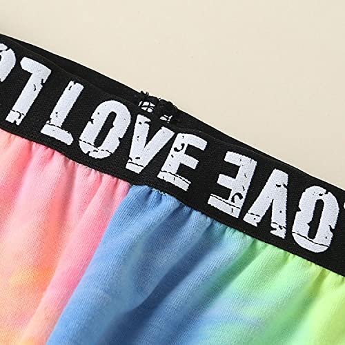 Girls Cropped Sweatsuit Pants Outfit Set, Tie-Dye Pullover Crop Sweatshirt + Sweat Jogging Pants 2 Pieces Clothes Set, Multicolored, 11-12 Years = Tag 160