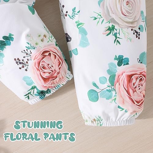 GDTOGRT Baby Girl Clothes Newborn Outfit Infant Ruffle Sleeve Romper and Floral Pants with Cute Headband Sets Baby Clothes for Girls 0-3 Months - Green