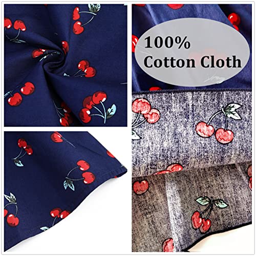 Kumrabal Girls Dresses, Toddler Dress, Little Toddler Girls' Flower Summer Sleeveless Straps Navy Blue with Cherry Printed Princess Dresses,Backless Cute Holiday Beach Sundress for Kids