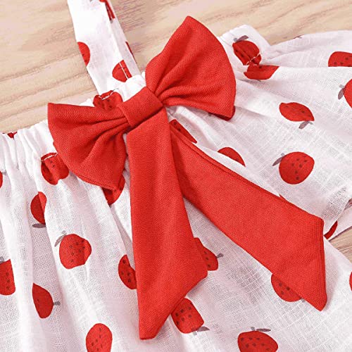 Hipea Toddler Baby Girls Summer Clothes Outfits Ruffle Camisole Spot Dot Tops and Casual Shorts 2-Piece Newborn Girl Clothing Set (Red-Apple, 12-18M)