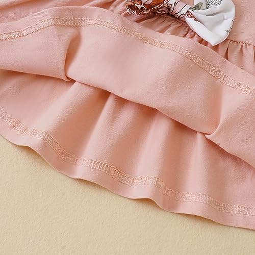 Mecykcsr Toddler Baby Girls Clothes Long Sleeve Solid Color Tops Floral Pants Set Outfits Little Girl Fall Winter Clothing (pink,6-9)