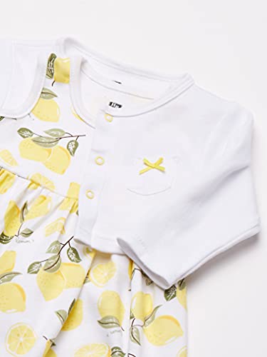 Hudson Baby baby girls Cotton Dress, Cardigan Shoe Set infant and toddler sweaters, Lemon, 3-6 Months US