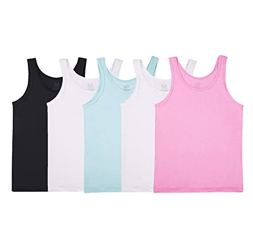 Fruit of the Loom Girls' Big Undershirts (Camis & Tanks), Tank-5 Pack-Assorted, Large