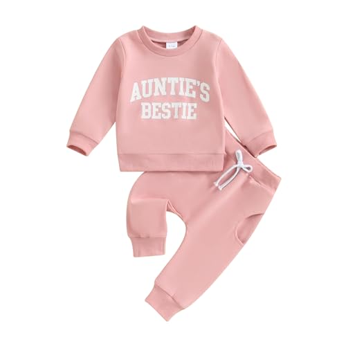 sdghg Infant Toddler Baby Girls Long Sleeve Shirts Letter Print Sweatshirts with Trousers 2Pcs Fall Winter Clothes Set (Pink, 2-3 Years)