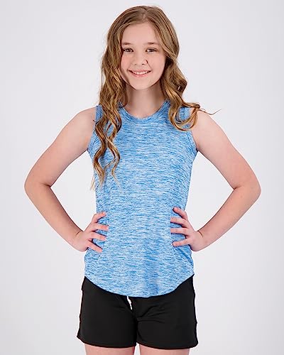 4 Pack: Girls Active Athletic Quick Dry Fit Tank Top Tee Essentials Soccer Sports Tops Tees Shirts Tshirts Gym Young Teen Yoga Gymnastics Sleeveless Summer Essentials Undershirts - Set 3, LG (14)