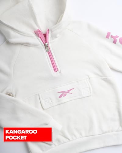 Reebok Girls Sweatsuit - 2 Piece Performance Fleece Sweatshirt and Jogger Sweatpants - Clothing Set for Toddlers/Girls, 2T-6X, Size 2T, Vanilla Ice