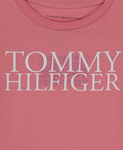 Tommy Hilfiger Girls' Short Sleeve Cotton T-Shirt with Graphic Print Design and Tagless Interior, Sea Pink Shadow, 12-14