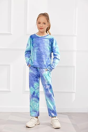 Arshiner Teengirls Joggers Set Tie Dye Outfits Sweatsuits Set Cute Pullover Hoodies Sweatshirts Sweatpants Outfit