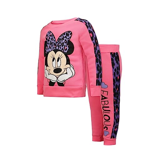 Disney Minnie Mouse Girls’ Sweatshirt and Jogger Set for Toddler and Little Kids – Pink