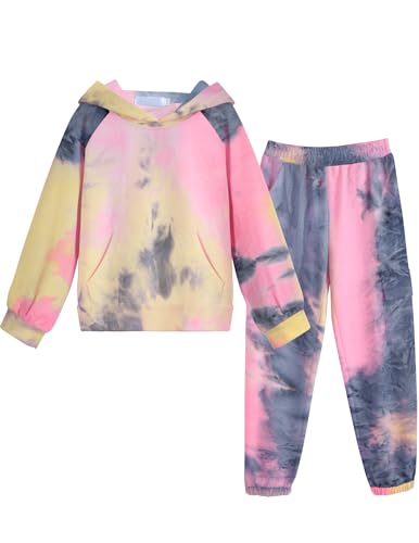Arshiner Little Girls Tie Dye Set Fall Clothes Outfits Jogger Sweatsuits Tracksuits Sweatshirts Hoodies Pants Sets