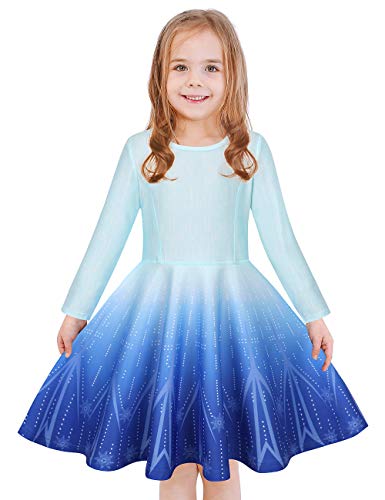 LaBeca Little Girls Printed Casual Party Twirly Longsleeve Dress Frozen Fall S