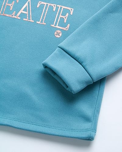 RBX Girls' Active Sweatsuit - 2 Piece Fleece Crop Pullover Hoodie Sweatshirt and Yoga Leggings - Clothing Set for Girls, 7-16, Size 7-8, Cameo Teal