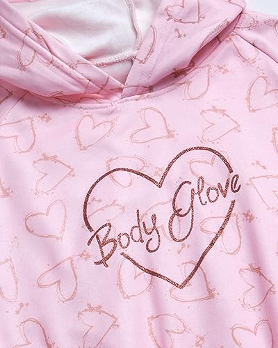 Body Glove Girls' Fleece Jog Set - 2 Piece Cozy Fleece Tie Dye Pullover Hoodie and Jogger Sweatpants (Size: 7-12), Size 7, Coral/Gold Hearts