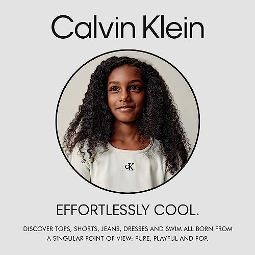 Calvin Klein Girls' Performance Logo T-Shirt with Front Tie, Short Sleeve Tee & Drop Shoulder Style, Light Grey A01g, 12-14